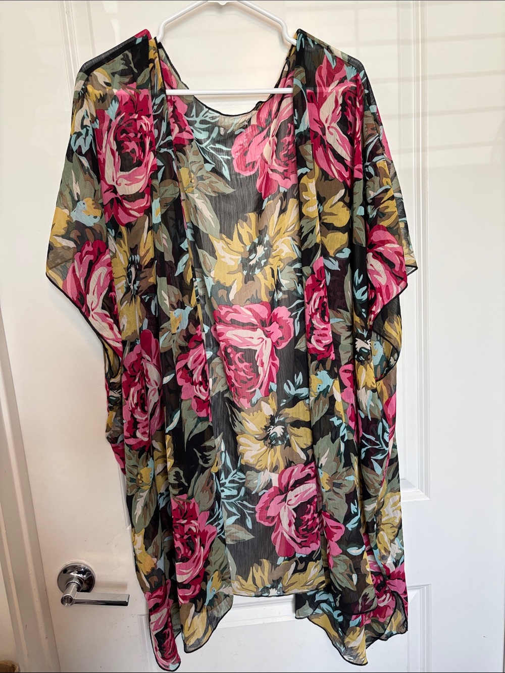 Floral Sheer Swim Coverup - Pink & Yellow Floral